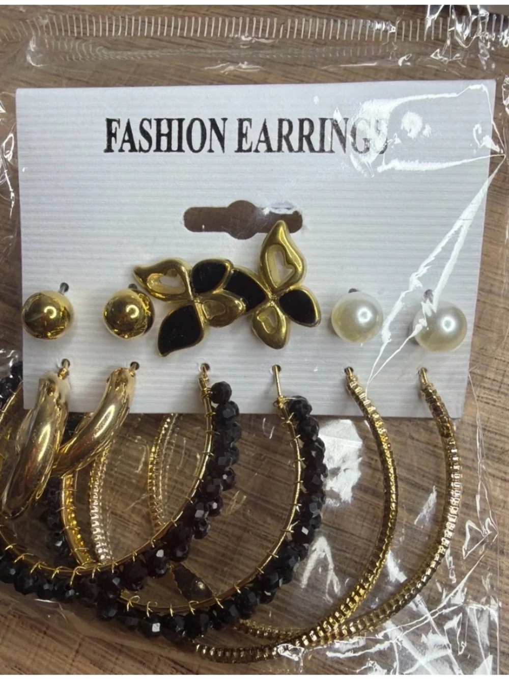 Fashion Jewelry Gold and Black Women's Earring Set